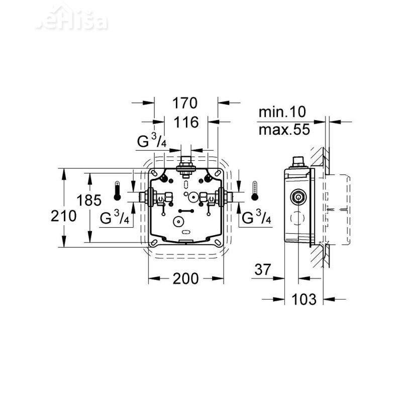 Podometni del za termostatsko samozaporno armaturo Eurodisc SE GROHE 36014000