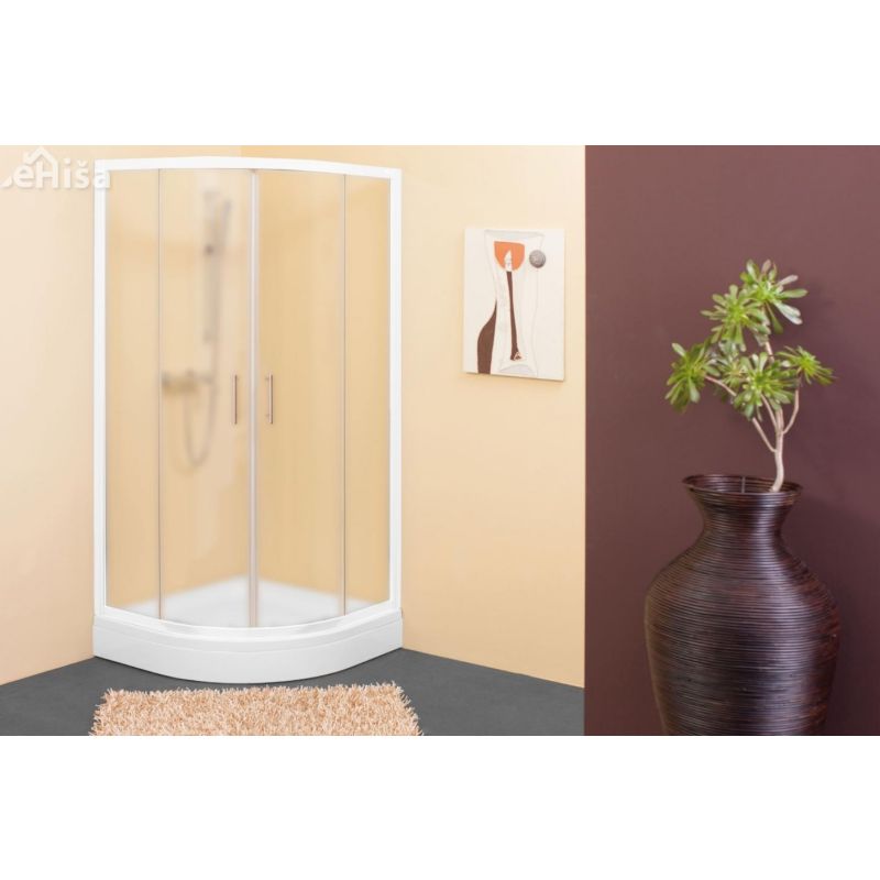 Tuš kabina SQ-line polkrožna TKP 80 beli profil kaljeno chinchila steklo KOLPA-SAN 511050