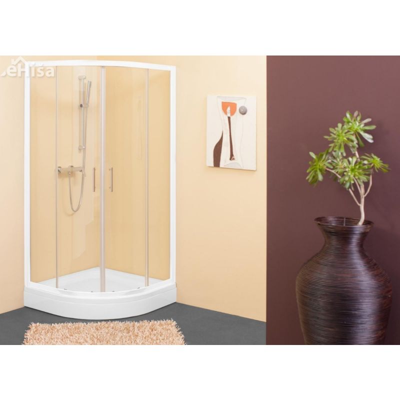 Tuš kabina SQ-line polkrožna TKP 80 beli profil kaljeno steklo KOLPA-SAN 511070
