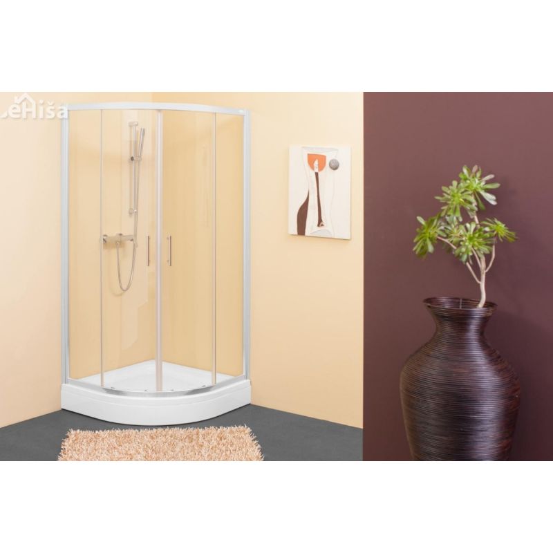 Tuš kabina SQ-line polkrožna TKP 80 silver profil kaljeno steklo KOLPA-SAN 511080