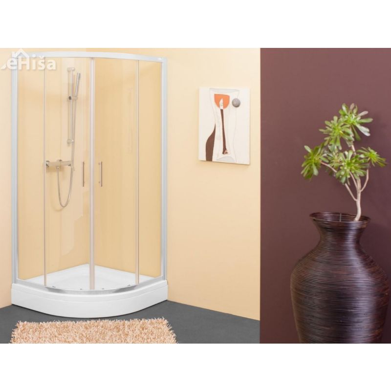 Tuš kabina SQ-line polkrožna TKP 90 silver profil kaljeno steklo KOLPA-SAN 511120