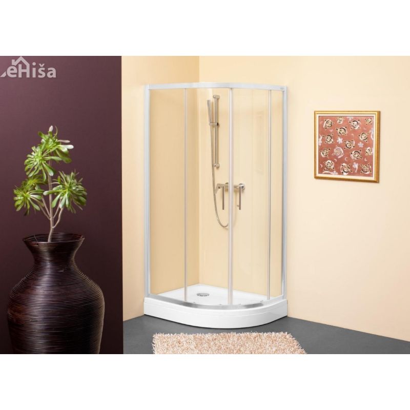 Tuš kabina SQ-line polkrožna TKP 80x100 beli profil kaljeno chinchila steklo KOLPA-SAN 511458
