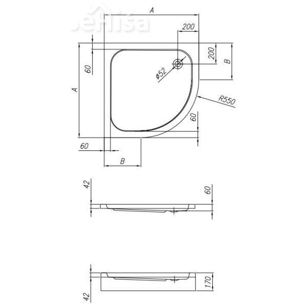 Polkrožna tuš kad Ontex 80x80 z oblogo KOLPA-SAN 755140
