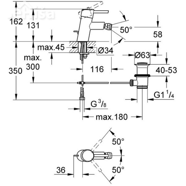 Armatura enoročna za bide Concetto GROHE 32208001
