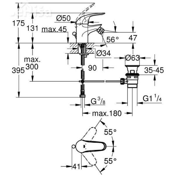 Armatura enoročna za bide Euroeco GROHE 23263000
