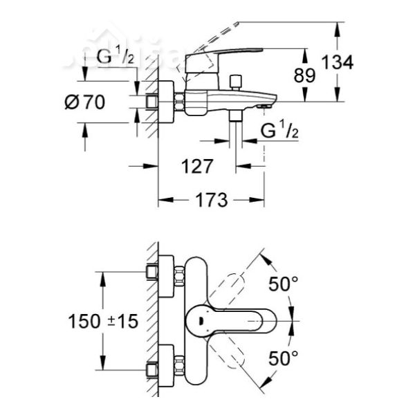 Armatura enoročna za kopalno kad Eurostyle Cosmopolitan 33591002
