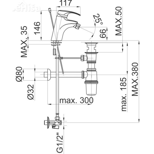 Armatura za bide Harmony h50 komplet UNITAS 00591
