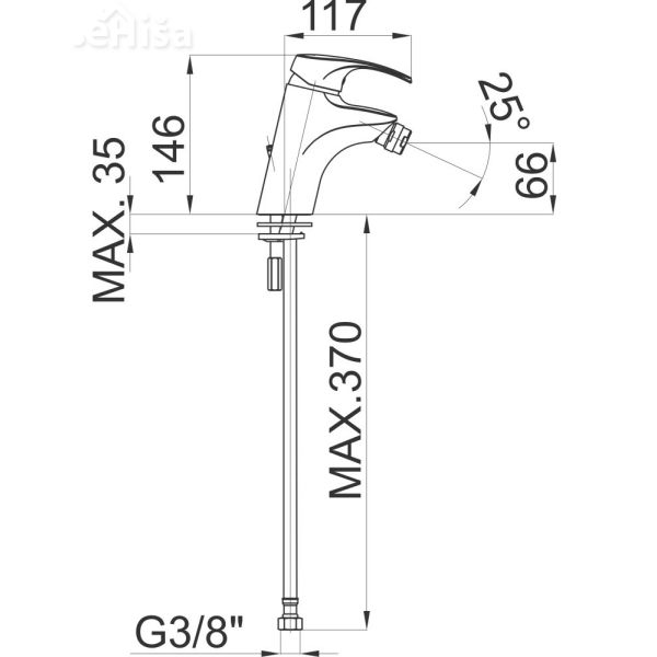 Armatura za bide Harmony h50 samo armatura UNITAS 00594
