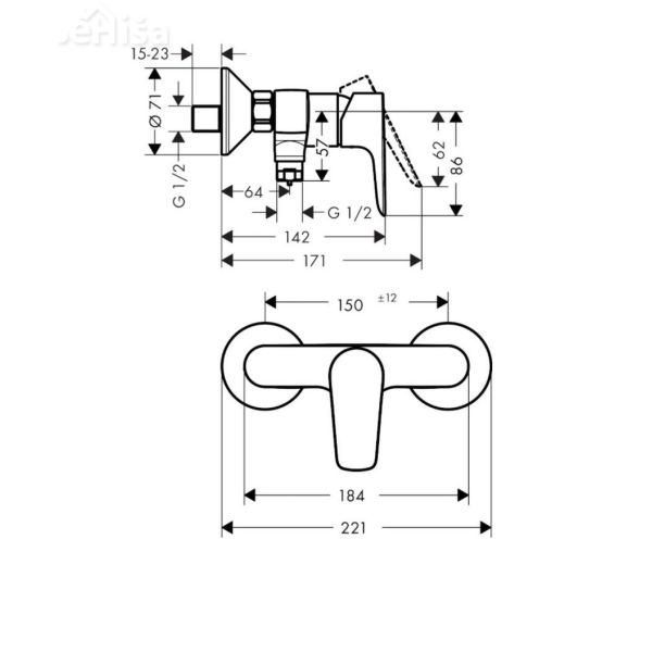 Armatura za prho Talis E črna mat HANSGROHE 71760670
