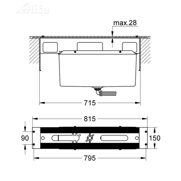 Dodatek za enoročno armaturo na 4 odprtine za kad GROHE 29037000
