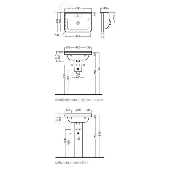 Stenski umivalnik ERIKA Pro 55x40 cm HATRIA YXBI01
