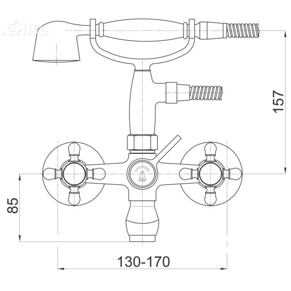 Dvoročna armatura za kopalno kad Stil z31 z tuš ročko UNITAS 07358
