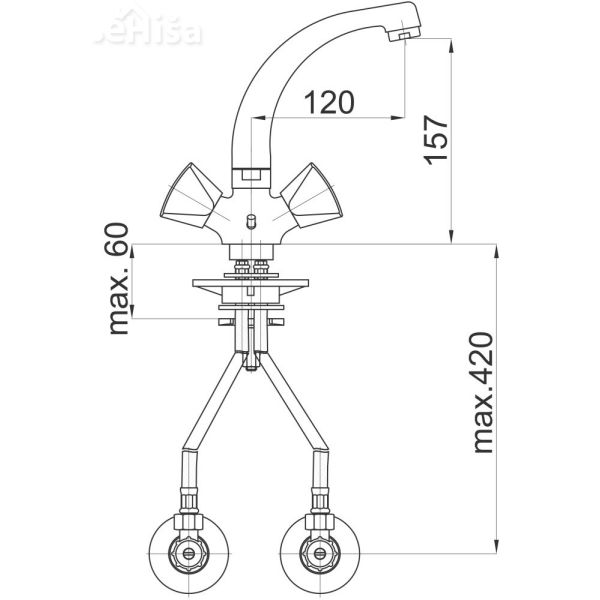 Dvoročna armatura za umivalnik Classic c01 z kotnimi ventili UNITAS 05055
