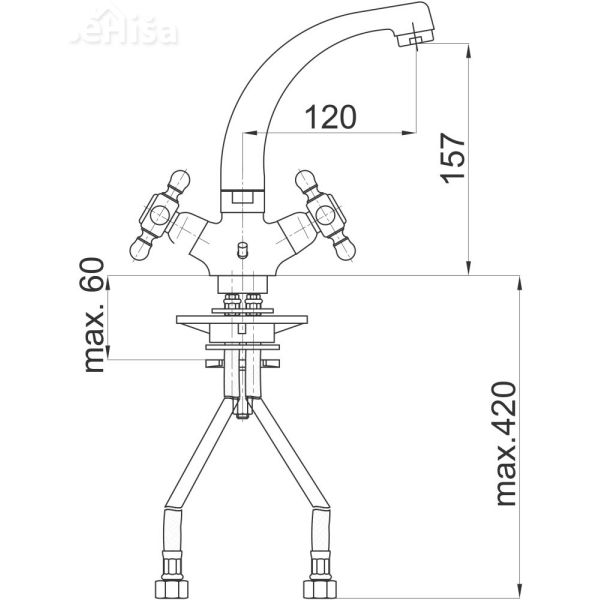 Dvoročna armatura za umivalnik Stil z10 samo armatura UNITAS 07066
