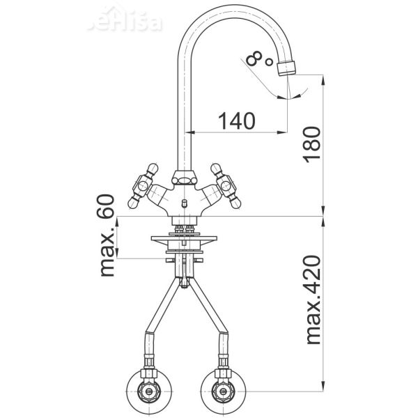 Dvoročna armatura za umivalnik Stil z12 z kotnimi ventili UNITAS 07062
