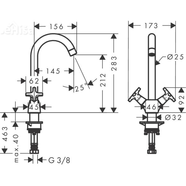 Dvoročna kuhinjska armatura Logis Classic 220 krom HANSGROHE 71285000
