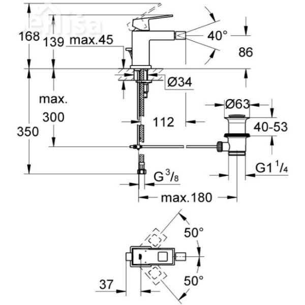Enoročna armatura za bide Eurocube GROHE 23138000
