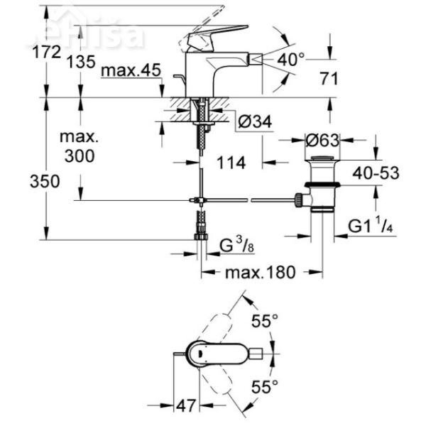 Enoročna armatura za bide Eurosmart Cosmopolitan GROHE 32839000

