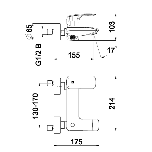 Enoročna armatura za kopalno kad Elite e30 samo armatura UNITAS 00373
