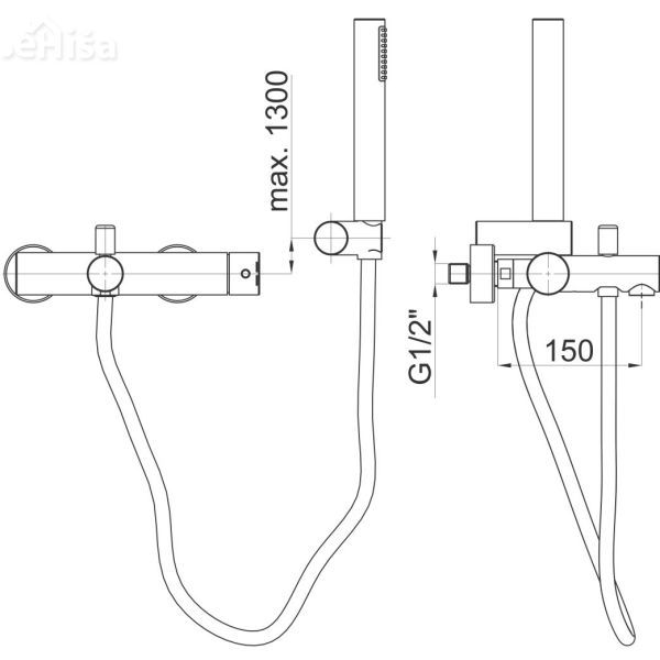 Enoročna armatura za kopalno kad Fresh f30 z tuš ročko UNITAS 00337
