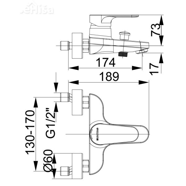 Enoročna armatura za kopalno kad Infinity i30 samo armatura UNITAS 00301
