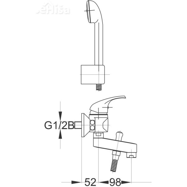Enoročna armatura za kopalno kad Simpaty s31 z tuš ročko UNITAS 00389
