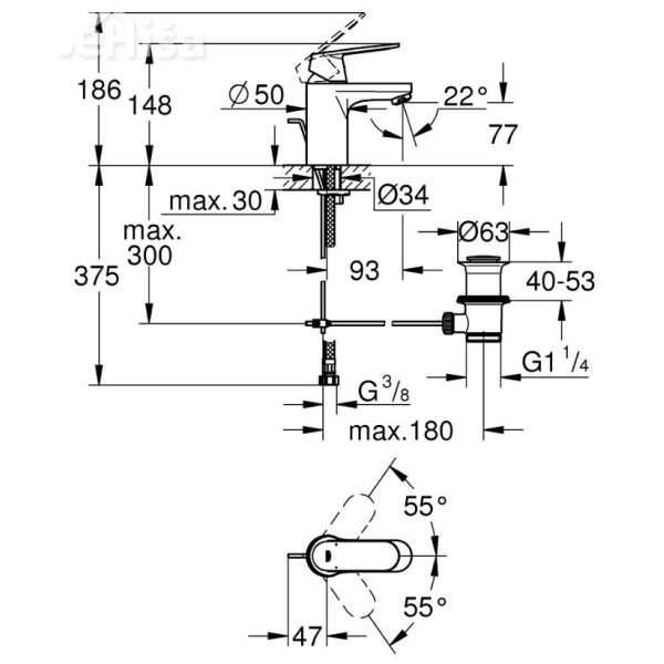 Enoročna armatura za umivalnik Eurosmart Cosmopolitan GROHE 3282500E
