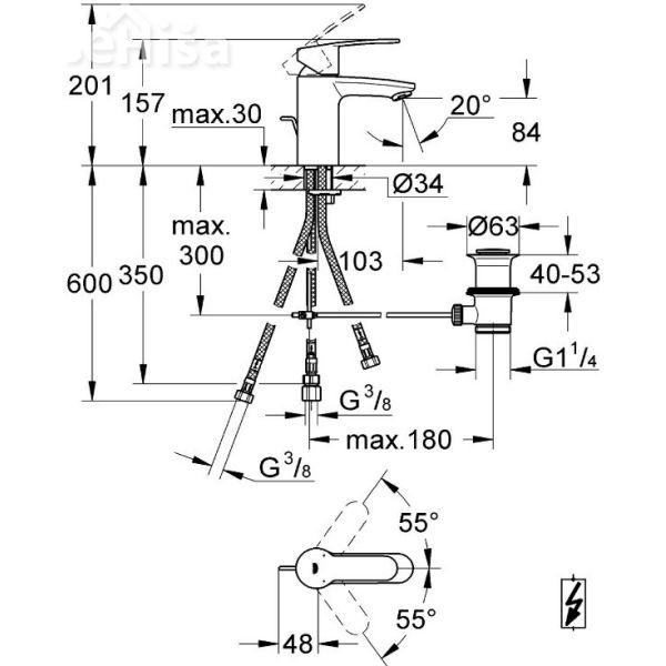 Enoročna armatura za umivalnik Eurostyle Cosmopolitan GROHE 33561002
