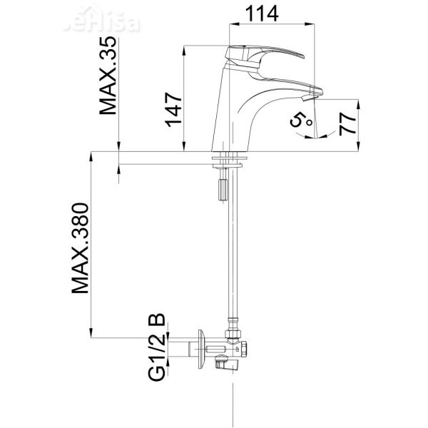 Enoročna armatura za umivalnik Harmony h10 z kotnimi ventili UNITAS 00094
