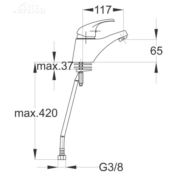 Enoročna armatura za umivalnik Simpaty s10 samo armatura UNITAS 00084
