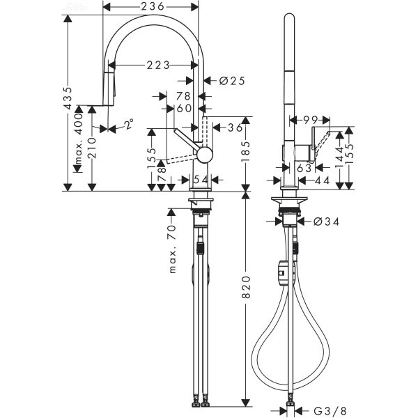 Enoročna kuhinjska armatura Talis M54 210 2 jet krom HANSGROHE 72800000
