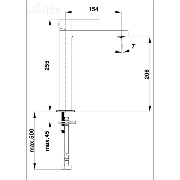 Enoročna povišana umivalniška armatura SQ q12 samo armatura UNITAS 00058
