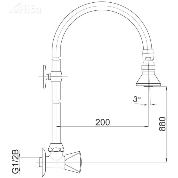 Enoročna stenska armatura za tuš kad Classic c44 samo armatura UNITAS 10452
