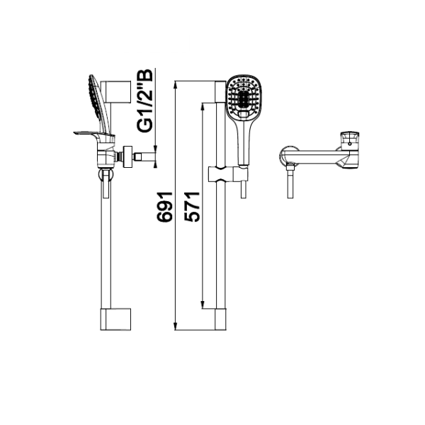 Enoročna stenska armatura za tuš kad Elite e40 komplet UNITAS 00487
