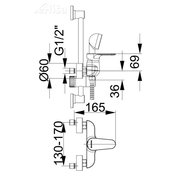 Enoročna stenska armatura za tuš kad Infinity i40 komplet UNITAS 00403

