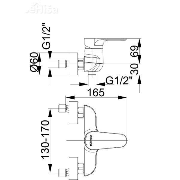 Enoročna stenska armatura za tuš kad Infinity i40 samo armatura UNITAS 00401
