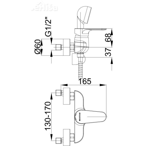 Enoročna stenska armatura za tuš kad Infinity i40 z tuš ročko UNITAS 00402
