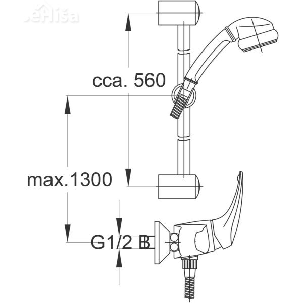 Enoročna stenska armatura za tuš kad Prestige p40 komplet UNITAS 00451
