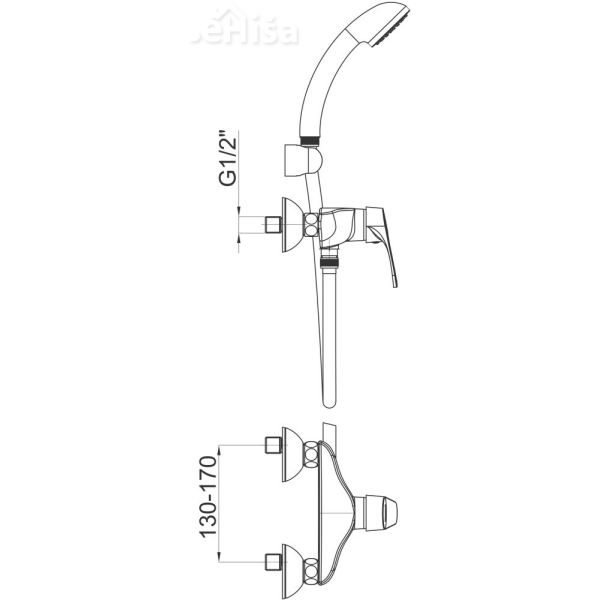 Enoročna stenska armatura za tuš kad Project m40 z tuš ročko UNITAS 00425
