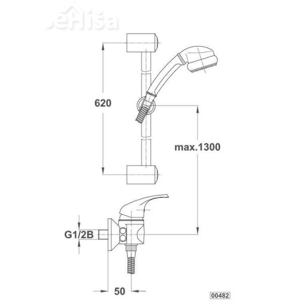 Enoročna stenska armatura za tuš kad Simpaty s39 komplet UNITAS 00482
