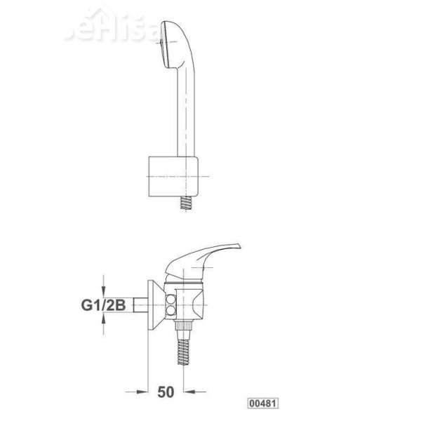 Enoročna stenska armatura za tuš kad Simpaty s39 z tuš ročko UNITAS 00481
