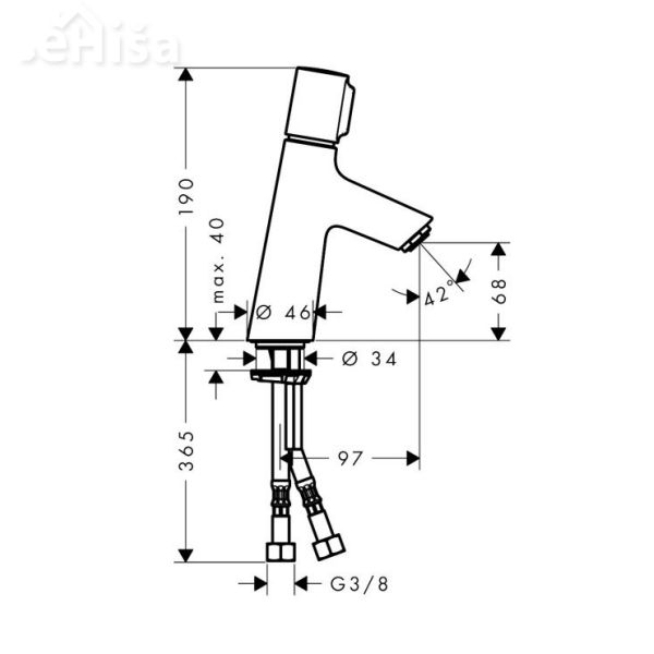 Enoročna umivalnika armatura na pritisk Talis Select S 80 brez zgornjega dela sifona krom HANSGROHE 72041000
