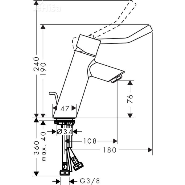 Enoročna umivalnika armatura Talis 80 z dolgim ročajem krom HANSGROHE 32035000
