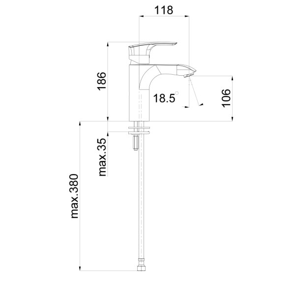 Enoročna umivalniška armatura e10B black UNITAS 00088B
