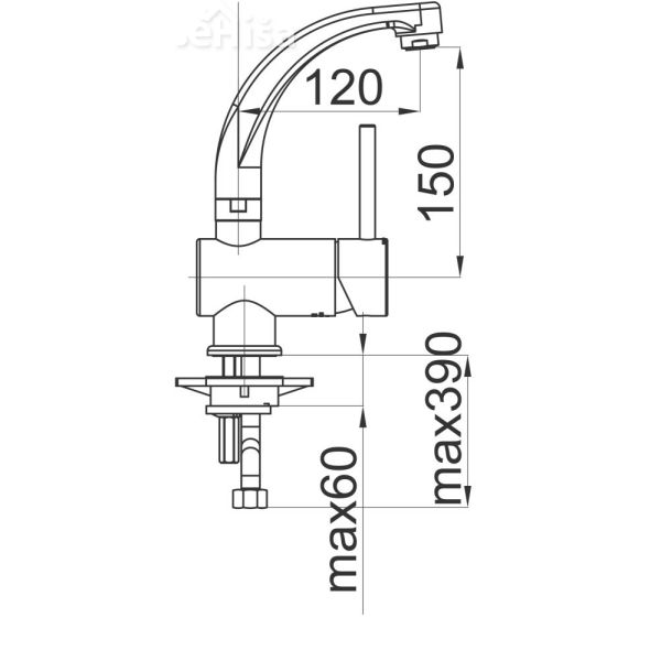 Enoročna vrtljiva armatura za umivalnik Fresh f12 samo armatura UNITAS 00045
