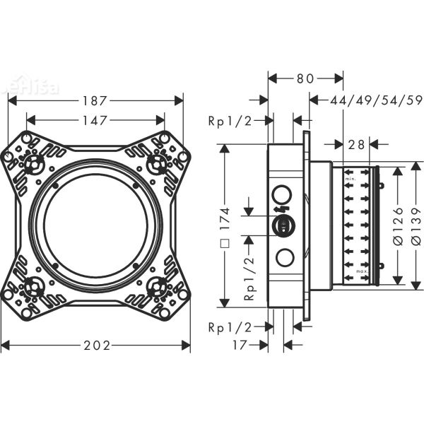 iBox universal 2 podometni element za armature HANSGROHE 01500180
