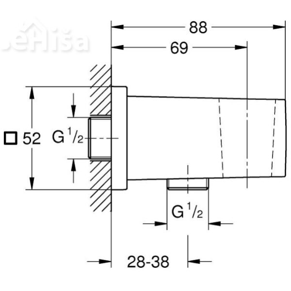 Iztočno koleno za prho z držalom Euphoria Cube GROHE 26370000
