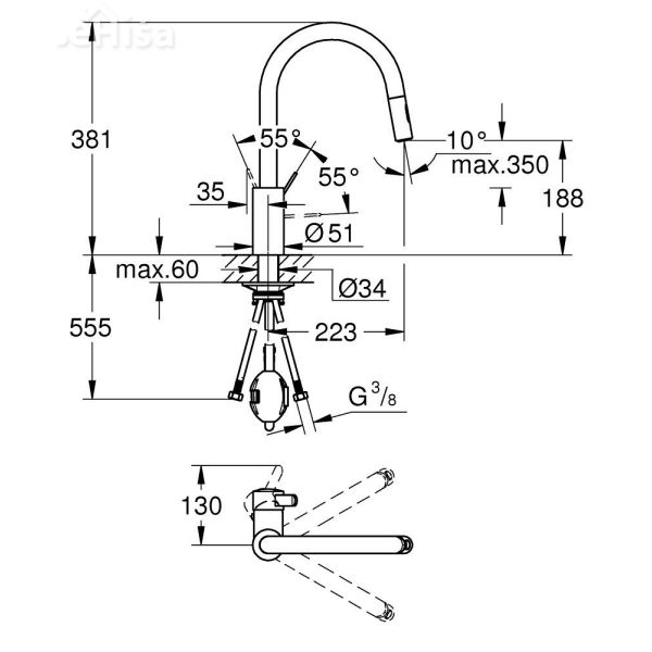 Izvlečna kuhinjska armatura Eurostart Cosmopolitan krom GROHE 31481001
