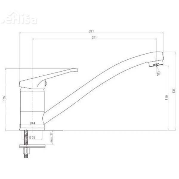 Klasišča kuhinjska armatura LOBO krom DEANTE BYU 060M
