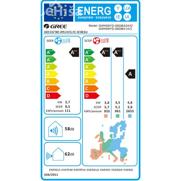 Klimatska naprava Amber Nordic 2,7kW GREE GWH09YD-S6DBA1A
